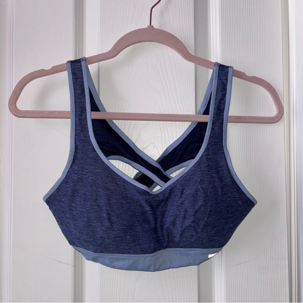 Aerie Deep Blue Sports Bra with Light Blue Trim